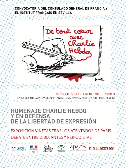 CARTEL INVITACION HOMENAJE CHebdo red